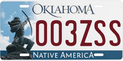 OK license plate 003ZSS