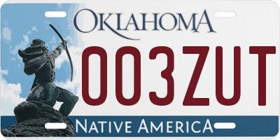 OK license plate 003ZUT