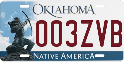 OK license plate 003ZVB