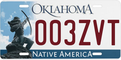 OK license plate 003ZVT