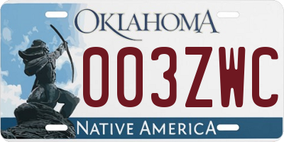 OK license plate 003ZWC