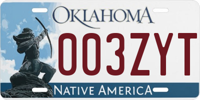 OK license plate 003ZYT