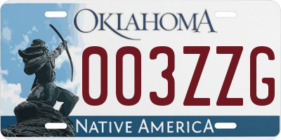 OK license plate 003ZZG