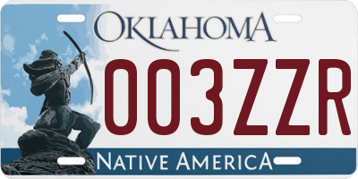 OK license plate 003ZZR