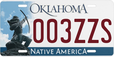 OK license plate 003ZZS