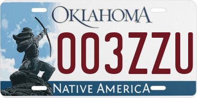 OK license plate 003ZZU