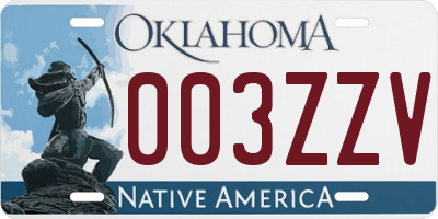 OK license plate 003ZZV