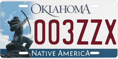 OK license plate 003ZZX