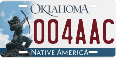 OK license plate 004AAC