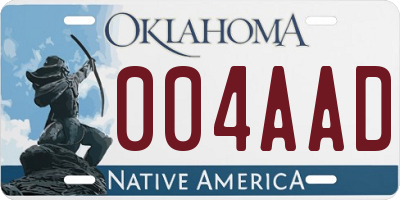 OK license plate 004AAD