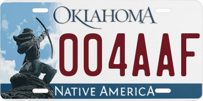 OK license plate 004AAF