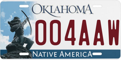 OK license plate 004AAW