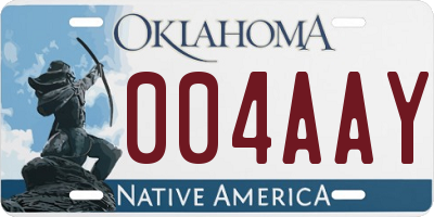 OK license plate 004AAY