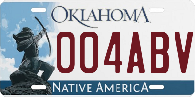 OK license plate 004ABV