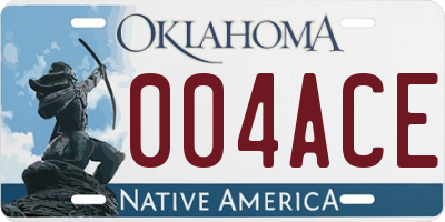 OK license plate 004ACE