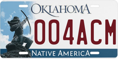 OK license plate 004ACM