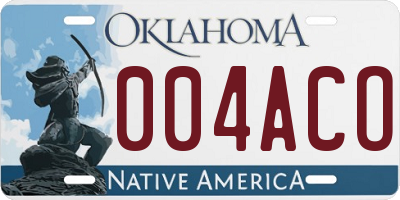 OK license plate 004ACO