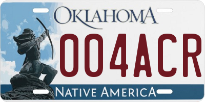 OK license plate 004ACR