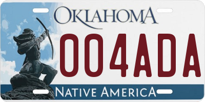 OK license plate 004ADA