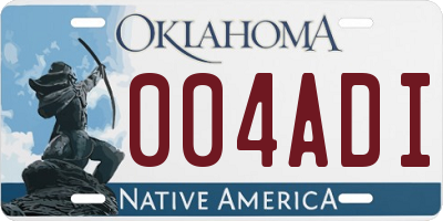 OK license plate 004ADI