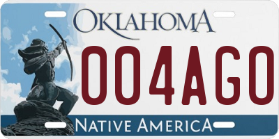 OK license plate 004AGO