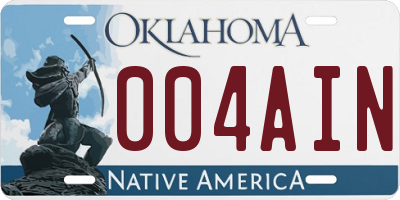 OK license plate 004AIN