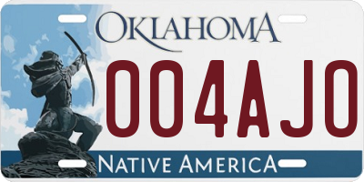 OK license plate 004AJO