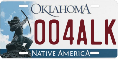 OK license plate 004ALK