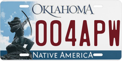OK license plate 004APW
