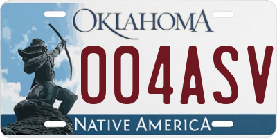 OK license plate 004ASV