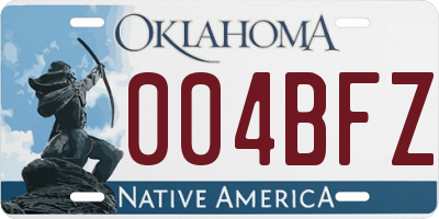 OK license plate 004BFZ