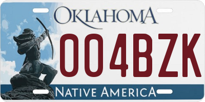 OK license plate 004BZK