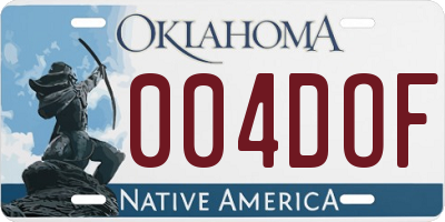 OK license plate 004DOF