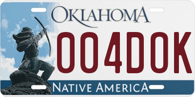 OK license plate 004DOK
