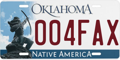 OK license plate 004FAX