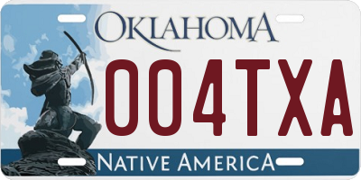 OK license plate 004TXA