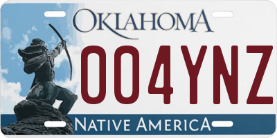 OK license plate 004YNZ