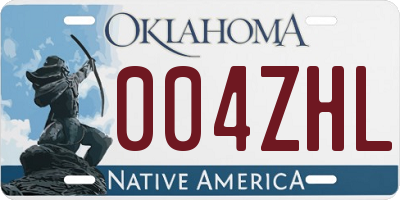 OK license plate 004ZHL