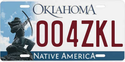 OK license plate 004ZKL