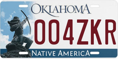 OK license plate 004ZKR