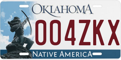 OK license plate 004ZKX