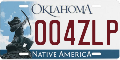 OK license plate 004ZLP