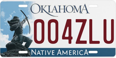 OK license plate 004ZLU