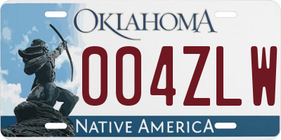 OK license plate 004ZLW