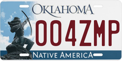OK license plate 004ZMP