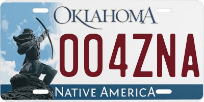 OK license plate 004ZNA