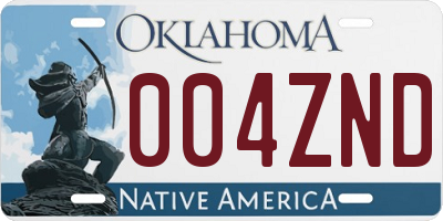 OK license plate 004ZND