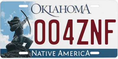 OK license plate 004ZNF