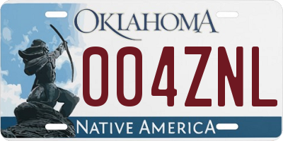 OK license plate 004ZNL