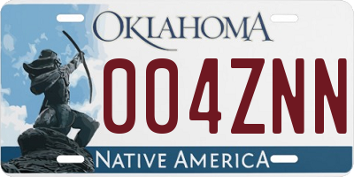 OK license plate 004ZNN